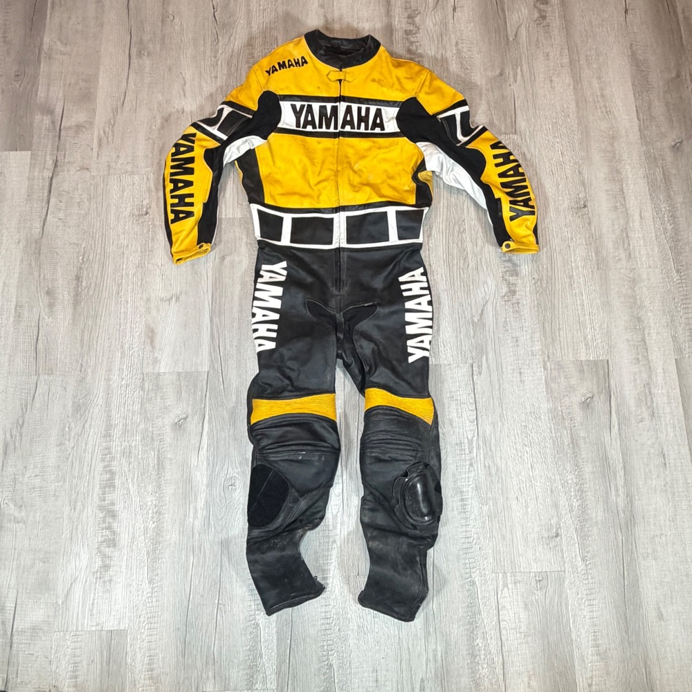 Vintage Yamaha Leather Racing Suit Heavy Damage Sz L Defective
